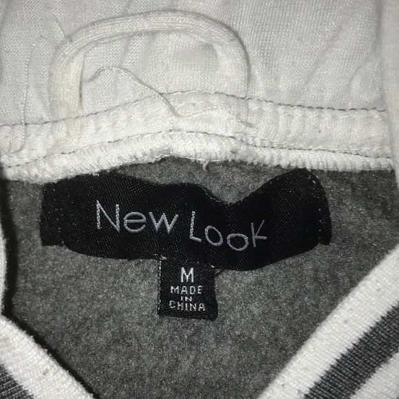 NEW LOOK varsity letterman style jacket hoodie snap up closure size M - Picture 4 of 8